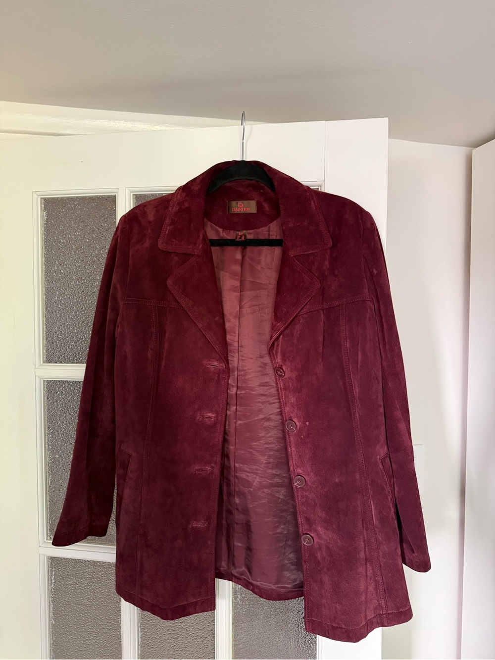 Danier Burgundy Suede Button-Front Jacket